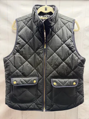 J. Crew Factory Quilted Black Zip Up Puffer Vest with Snap Pockets Size Large thumbnail 5