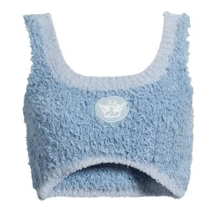 Y2K Boys Lie Bodhi Fleece Bralette Fuzzy Crop Top XS/S Blue Lounge Bratz Rave thumbnail 2