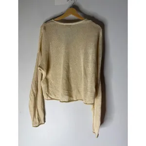 Madewell v neck linen long‎ sleeve sweater butter yellow/sand size small thumbnail 2