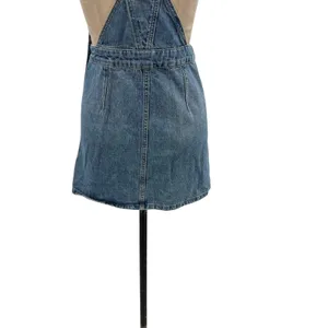 Free People Louise‎ Denim Skirtall Overall Dress Medium Wash Blue Size 0 thumbnail 11