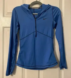 NIKE Women's Half Zip Blue Dri-Fit Running Athletic Hoodie Sweatshirt Size Small thumbnail 1