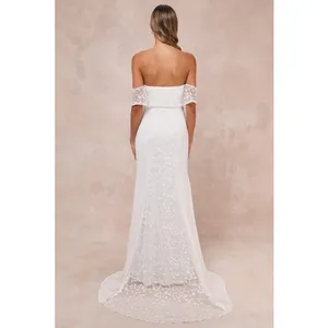 NWT Lulus Beloved Beginning White Embroidered Off-the-Shoulder Maxi Dress Sz XS thumbnail 4