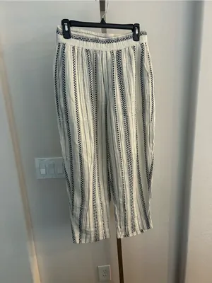 Madewell Lightspun Balloon Pull-On Pants Size Small White Black thumbnail 2
