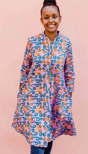 Zuri Fiddlesticks tunic dress‎ African wax print kitenge sz XXS thumbnail 1