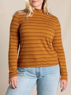 Toad&Co Women’s Piru Mock Neck Longsleeve Shirt Lightweight Multicolor Stripe XL thumbnail 1