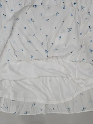 H&M White Maxi Dress with Blue Floral Sprigs Size S/ 38 thumbnail 6