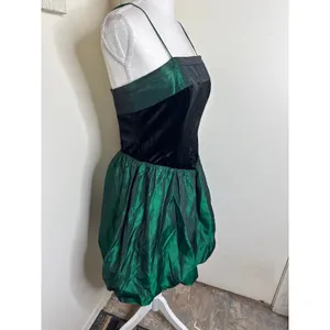 VTG 1980s Jodi Michaels Prom Party Dress Green Metallic Bubble Skirt Basque thumbnail 3