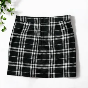 J.Crew Black & White Plaid Tweed Mini Skirt thumbnail 6