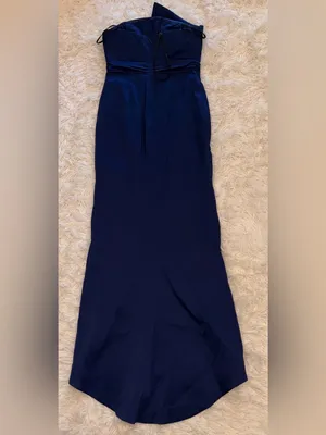 NEW Donna Karan New York Asymmetric Twist Strapless Sapphire Blue Gown Sz 8 thumbnail 7