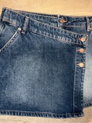 FREE PEOPLE Wynne Denim Mini Skirt in Cornflower Blue Size 28 New NWOT Wrap thumbnail 5