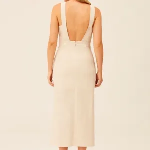 Wheat Linen Blend Midi Dress Jaime | The Fifth Label thumbnail 6
