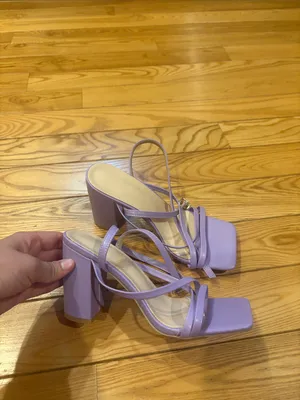 Boutique Brand Size 7.5 Purple Ankle Strap Block Heels thumbnail 3