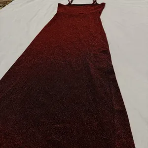 NWT Shein Burgundy Glitter Maxi Dress NWT- Split Thigh Bodycon Prom Gown Sz XS thumbnail 14