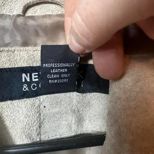 P209. New York & Company grey/tan suede leather jacket with belt thumbnail 3