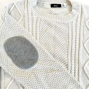 BDG Urban Outfitters Cable Knit Elbow Patches Sweater Women's Small Cream‎ Y2K thumbnail 5