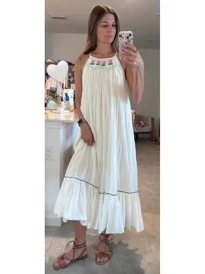 FREE PEOPLE Tip Toeing Tulip Midi Dress in Whisper White Size Small thumbnail 2