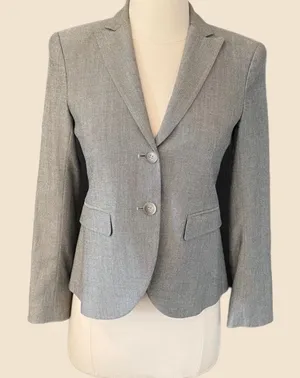 Theory Wool Fitted Blazer In Grey thumbnail 1