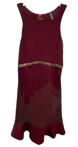Cefian Womens' Size Medium Sleeveless Dress Racerback Burgundy Gold Sequin Waist thumbnail 1