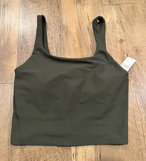 NWT Old Navy Olive Green Square Neck Athletic Tank Small thumbnail 1