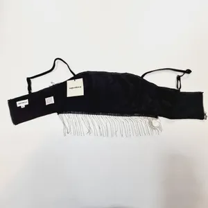 Superdown Irina Crystal Fringe Top in Black XS thumbnail 7