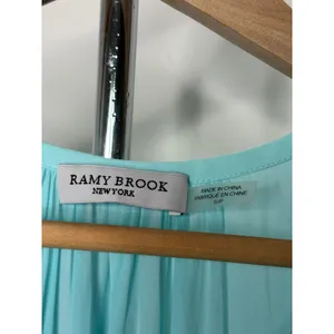 Ramy Brook Sleeveless Mini Dress Turquoise Blue Smocked Ruffle Skirt Small thumbnail 2