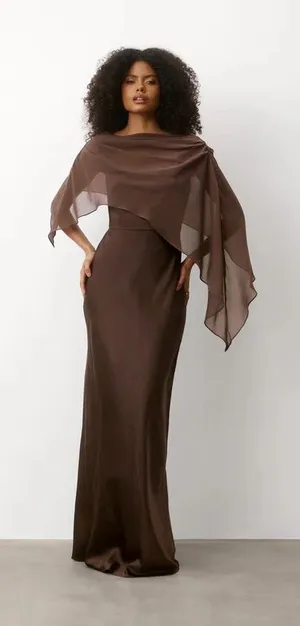 Six Stories Iris Chocolate Brown Maxi Wedding guest dress thumbnail 1