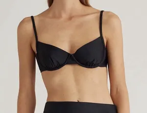 NWT Quince Black Italian Demi Bikini Top Size Medium thumbnail 1