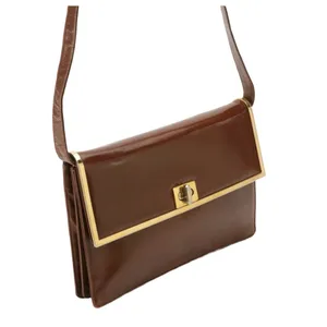 Vintage Balenca Brown Leather Framed Front Flap Shoulder Bag Or Clutch thumbnail 9