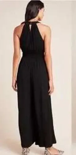 Anthropologie‎ Womens Black Bionda Plisse Jumpsuit Size S Smocked Waist Event thumbnail 1