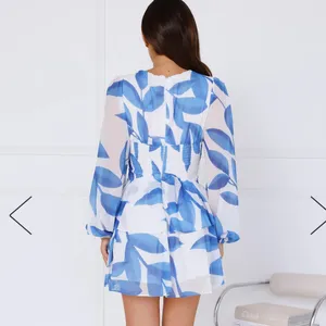 Hello Molly DREAMY DESTINATIONS LONG SLEEVE MINI DRESS BLUE size large thumbnail 5