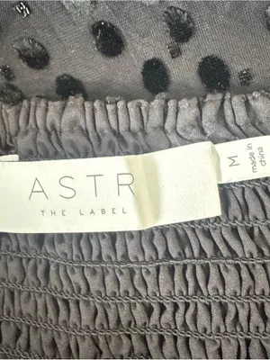 ASTR The Label x Revolve - Athens Black Velvet Polka Dot Ruched Midi Dress Sz M thumbnail 9