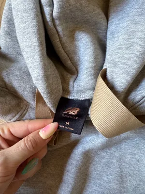 New Balance Women's Light Gray Pullover Hoodie with Tan Drawcords thumbnail 3