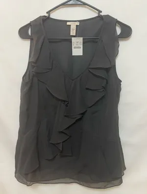 NWT J. Crew Silk Ruffle V-Neck Tank Size 4‎ thumbnail 1