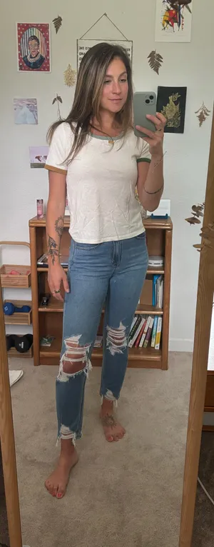 Distressed Mom American Eagle Jeans thumbnail 1
