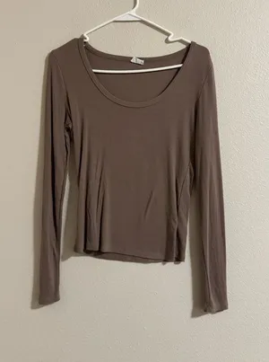 Cotton On Long Sleeve Scoop Neck Top - Brown thumbnail 1