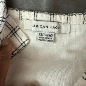 American eagle white black plaid jumpsuit sleeveless romper pants size XS thumbnail 8