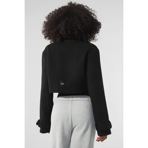 Alo Yoga Wool Cropped Metro Trench Black S thumbnail 3