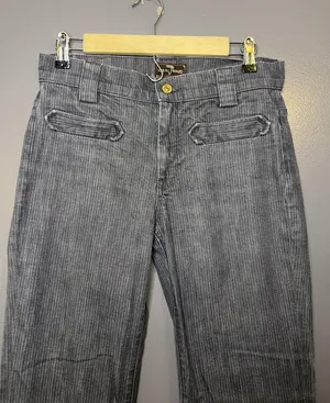 7 For All Mankind Jeans Womens 27 Gray Charcoal Wash Flare Striped Stretch Denim thumbnail 1