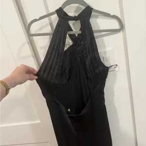Meshki Black and White Halter Gown Cocktail Dress thumbnail 3