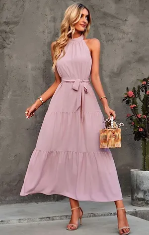 Summer /fall Maxi Sun Dress Pink Size M thumbnail 1