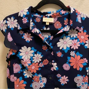 ModCloth Energetic Effort Floral Button-Up Blouse Size M thumbnail 3
