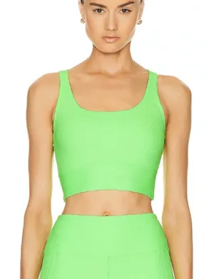 Year of Ours Gym Crop Bra Ribbed Tank‎ Neon Kiwi Green XS thumbnail 1