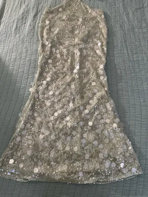 SHEIN BAE Women's Sage Sequin Hollow-Out Backless Twist Bandeau Dress thumbnail 3