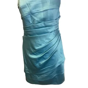 David's Bridal Strapless Mini‎ Dress Womens 10 Turquoise NWOT Ruched Satin thumbnail 2