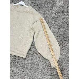 Princess Polly Chunky Knit Sweater Beige Oversized Crewneck Balloon Sleeve S/M thumbnail 11