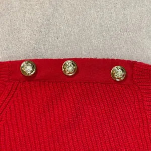 Primark | Red Pullover Sweater With Gold Shoulder Buttons | Small thumbnail 3