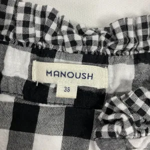 Manoush Blouse Womens 6‎ Black White Gingham Ruffle Sleeveless Button Front thumbnail 4