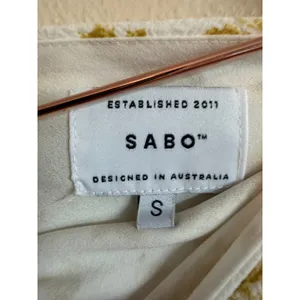 Sabo Skirt Women Maxi Dress S Yellow Floral One Shoulder Cut Out Ruched Slit thumbnail 6