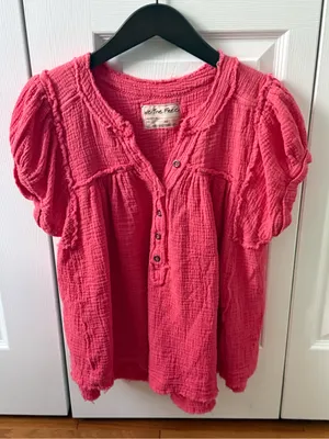 Free People We The Free Horizons Double Cloth Top in Coral Paradise thumbnail 2