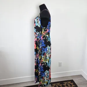 Lucy & Laurel Floral Maxi Dress Watercolor Sleeveless Vacation Braided XL thumbnail 4
